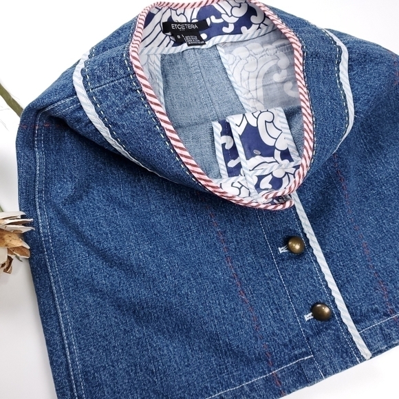 New Etcetera Blue Jean Denim Candy Cane Button Front Size 8 - Picture 2 of 13